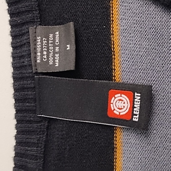 ELEMENT SKATE STRIPE FINE GAUGE COTTON KNIT V-NECK SWEATER - Picture 3 of 8